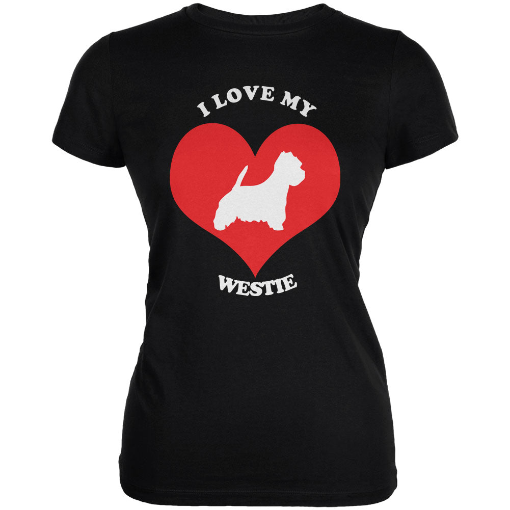 Valentines I Love My Westie Black Juniors Soft T-Shirt Juniors T-Shirts Old Glory 2XL Black