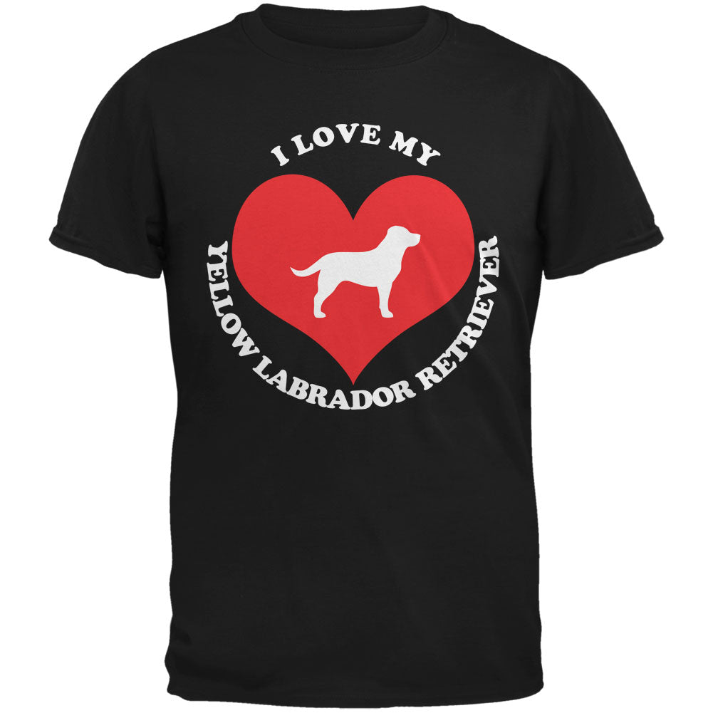 Valentines I Love My Yellow Lab Black Adult T-Shirt Men's T-Shirts Old Glory 2XL Black