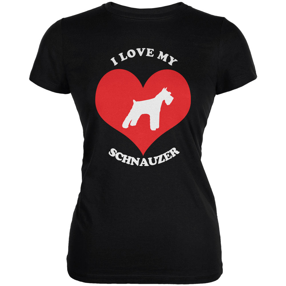 Valentines I Love My Schnauzer Black Juniors Soft T-Shirt Juniors T-Shirts Old Glory 2XL Black