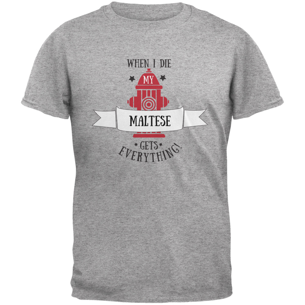 Funny When I Die Maltese Heather Grey Adult T-Shirt Men's T-Shirts Old Glory 2XL Grey