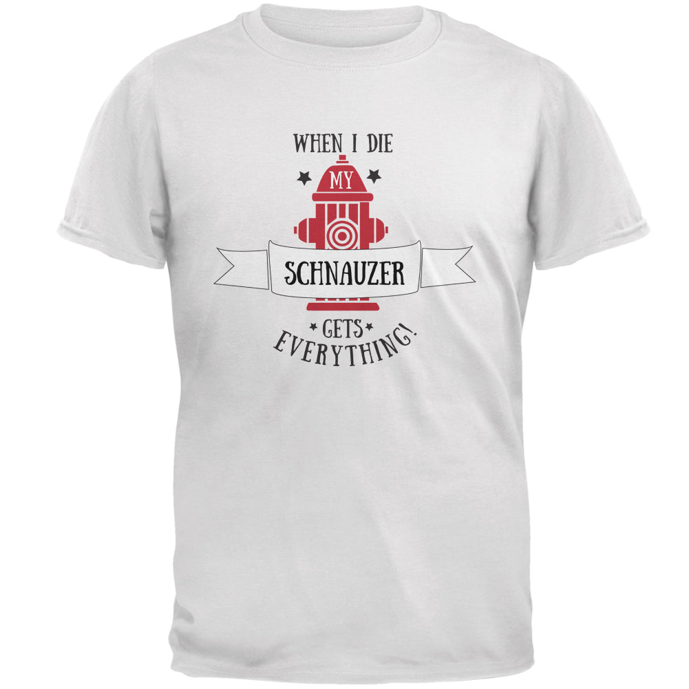Funny When I Die Schnauzer White Adult T-Shirt Men's T-Shirts Old Glory 2XL White