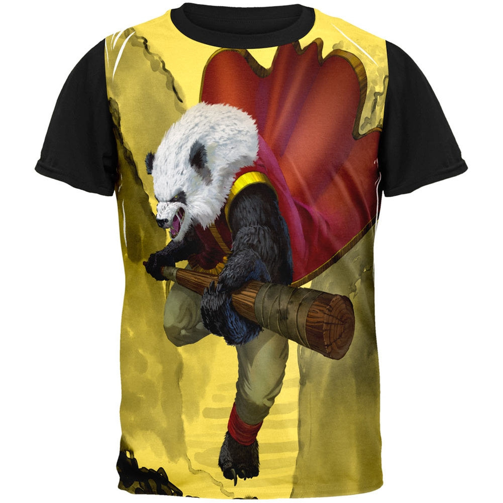 Panda Warrior Adult Black Back T-Shirt Men's T-Shirts Old Glory 2XL Multi