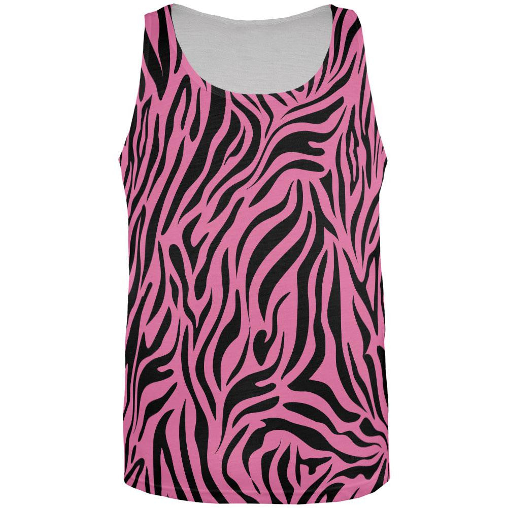 Zebra Print Sublimated Pink All Over Adult Tank Top Tank Tops Old Glory XL Multi