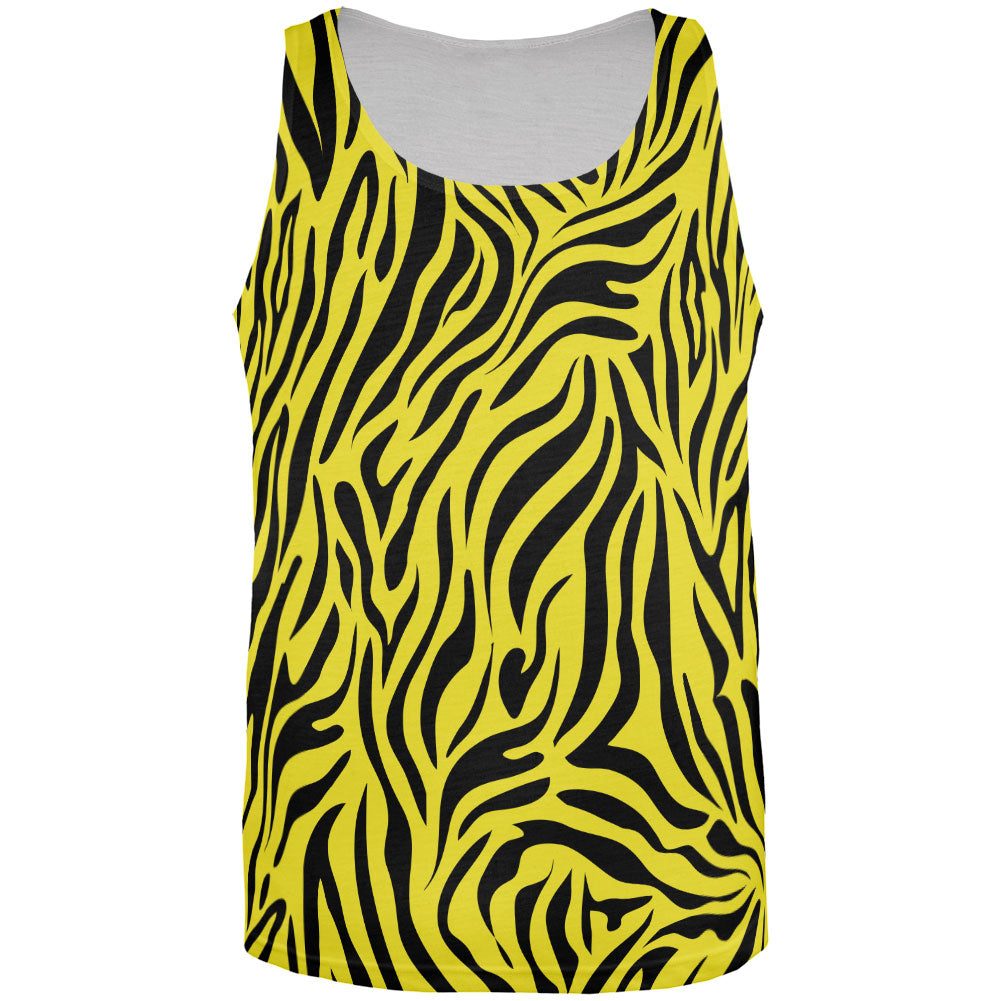 Zebra Print Sublimated Yellow All Over Adult Tank Top Tank Tops Old Glory 2XL Multi