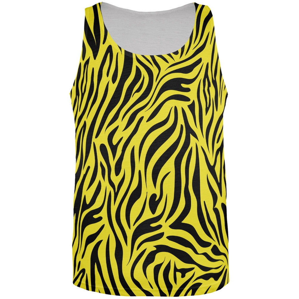 Zebra Print Sublimated Yellow All Over Adult Tank Top Tank Tops Old Glory XL Multi