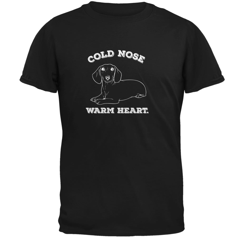 Cold Nose Warm Dachshund Black Adult T-Shirt Men's T-Shirts Old Glory 2XL Black