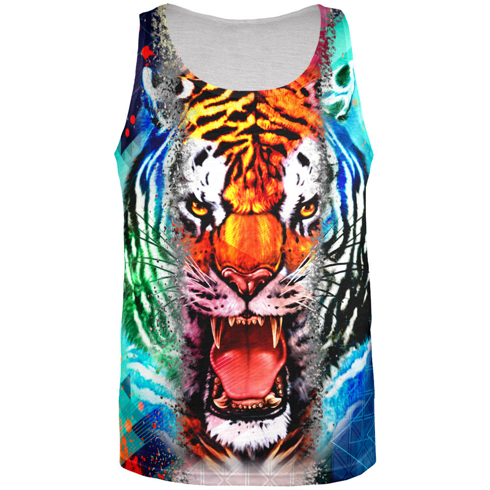 Wild Tiger Splatter All Over Adult Tank Top Tank Tops Old Glory 2XL Multi