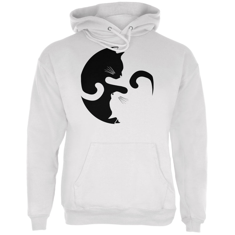 Yin Yang Cat White Adult Hoodie Sweatshirts Old Glory LG White