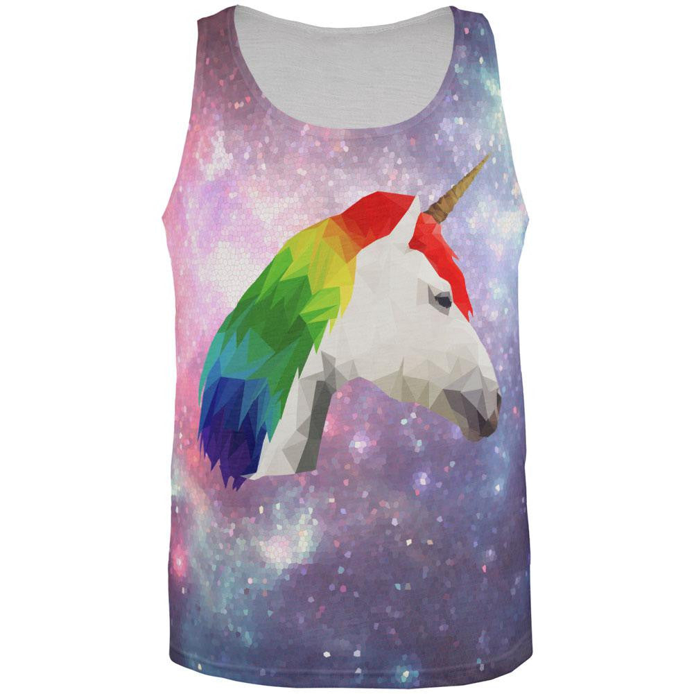 Geometric Rainbow Galaxy Unicorn All Over Adult Tank Top Tank Tops Old Glory