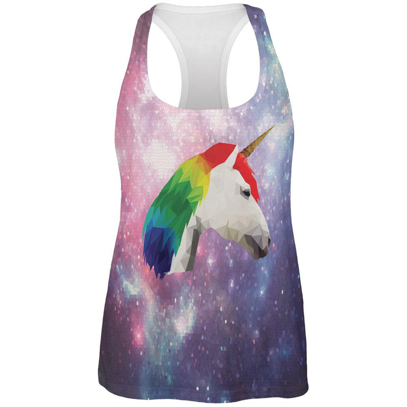 Geometric Rainbow Galaxy Unicorn All Over Adult Tank Top Tank Tops Old Glory