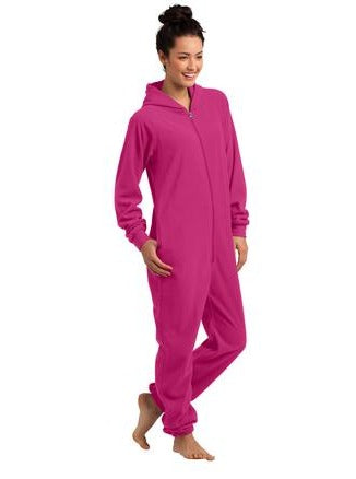 Unisex Adult One Piece Costume Hooded Zip Up Pajamas Pajamas Old Glory XS Magenta