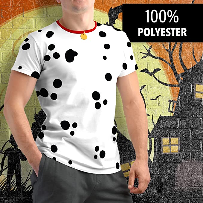 Dog Dalmatian Costume Red Collar All Over Adult T-Shirt Men's T-Shirts Old Glory