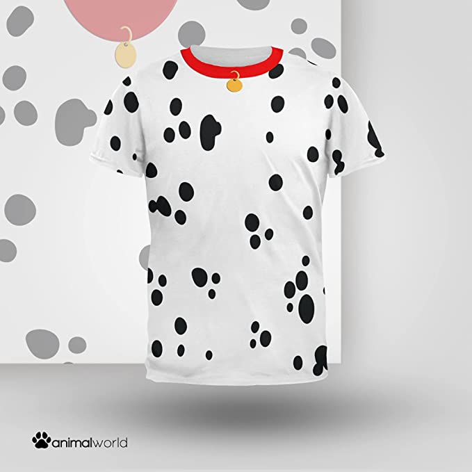 Dog Dalmatian Costume Red Collar All Over Adult T-Shirt Men's T-Shirts Old Glory