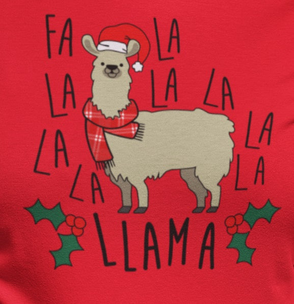Christmas Fa La Llama Womens Long Sleeve T Shirt - MD / Red  Old Glory   