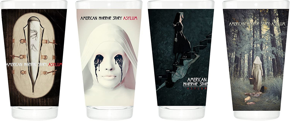 American Horror Story - Asylum Scenes Four Pint Glass Set Multi Standard One Size Glassware Old Glory   