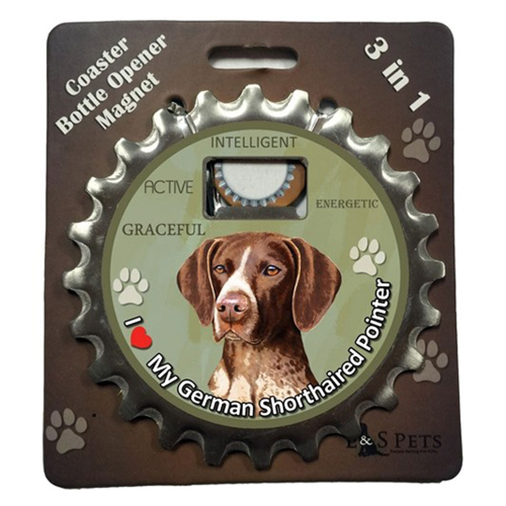 I Love My German Shorthaired Pointer 3 in 1 Bottle Opener Coaster Magnet Bottle Openers Oldglory.com OS Multi