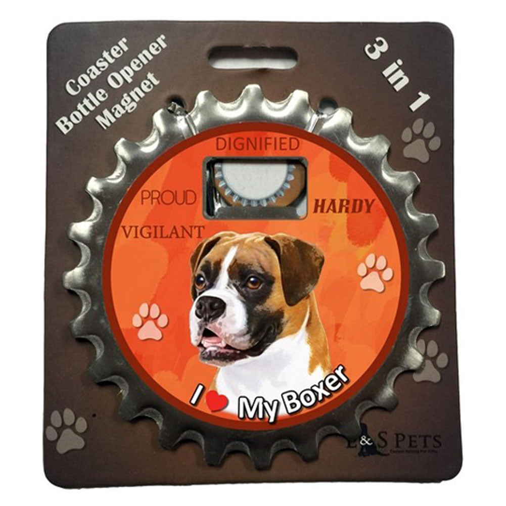 I Love My Boxer 3 in 1 Bottle Opener Coaster Magnet Bottle Openers Oldglory.com OS Multi