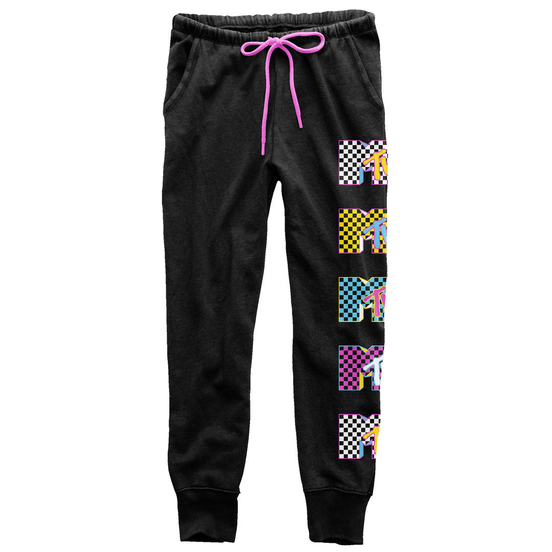 MTV - Repeat Checkerboard Logo Juniors Joggers  Old Glory SM  