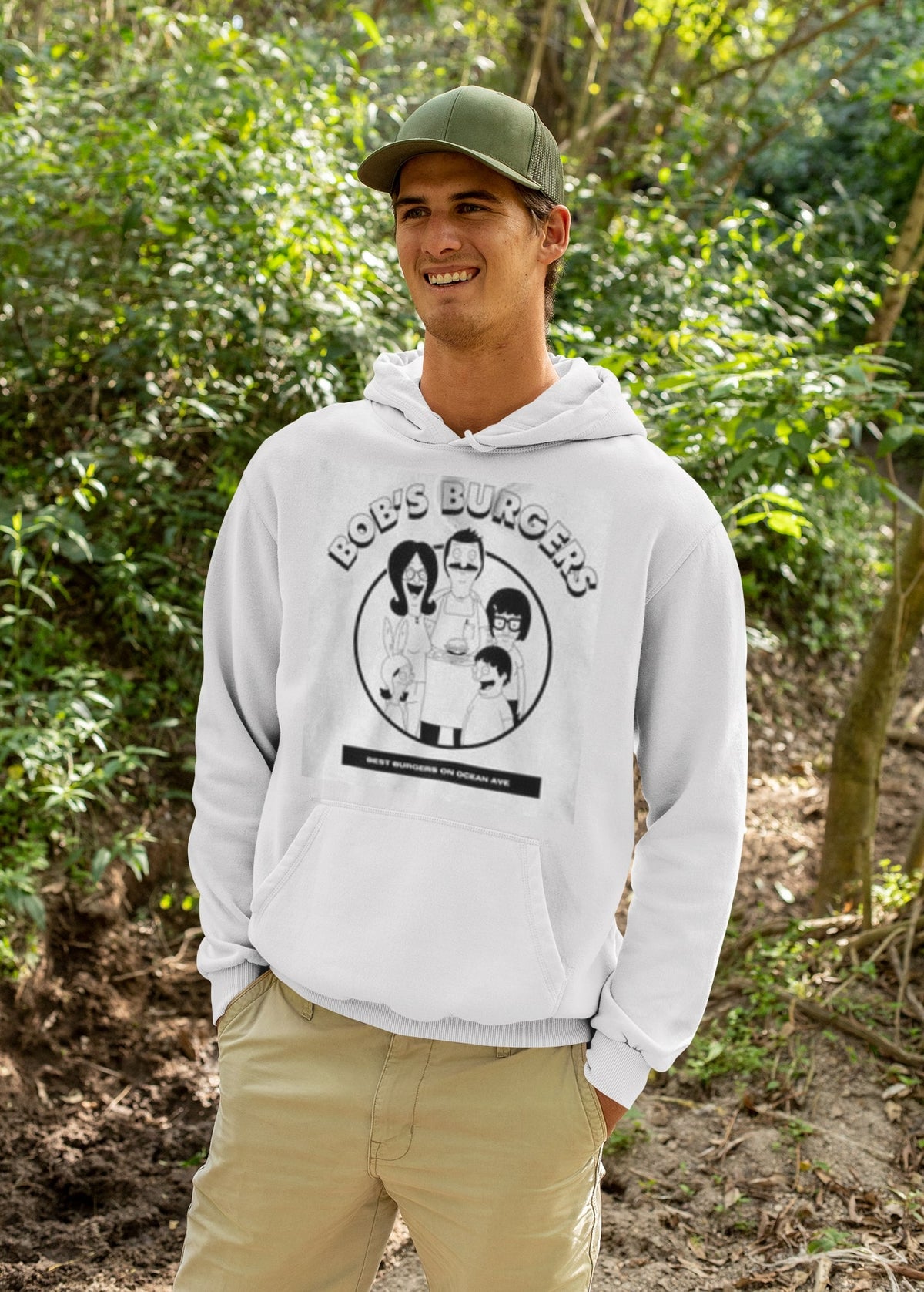 Bob's Burgers - Family Circle Mens White Pullover Hoodie Men's Hoodies Isaac Morris