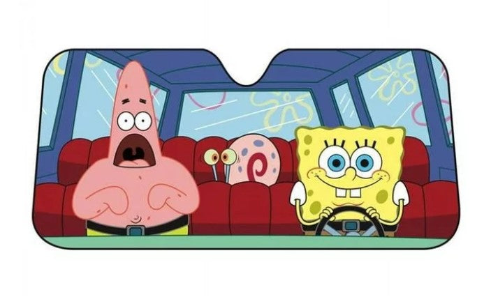 Spongebob Squarepants - Riding with Patrick Car Sunshade  Old Glory   