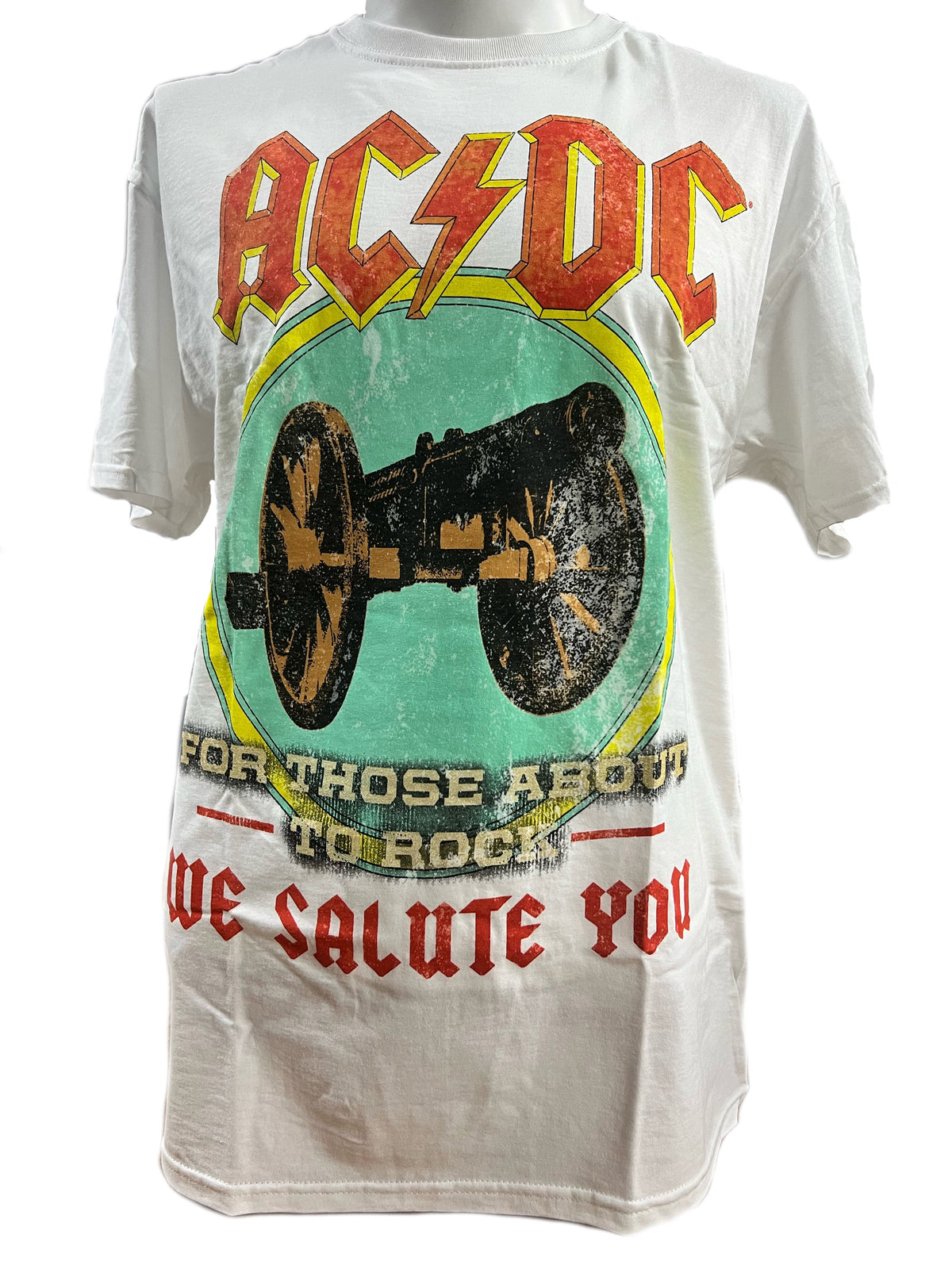 AC/DC - For Those About To Rock Distressed Print Soft Mens T Shirt Men's T-Shirts Old Glory LG