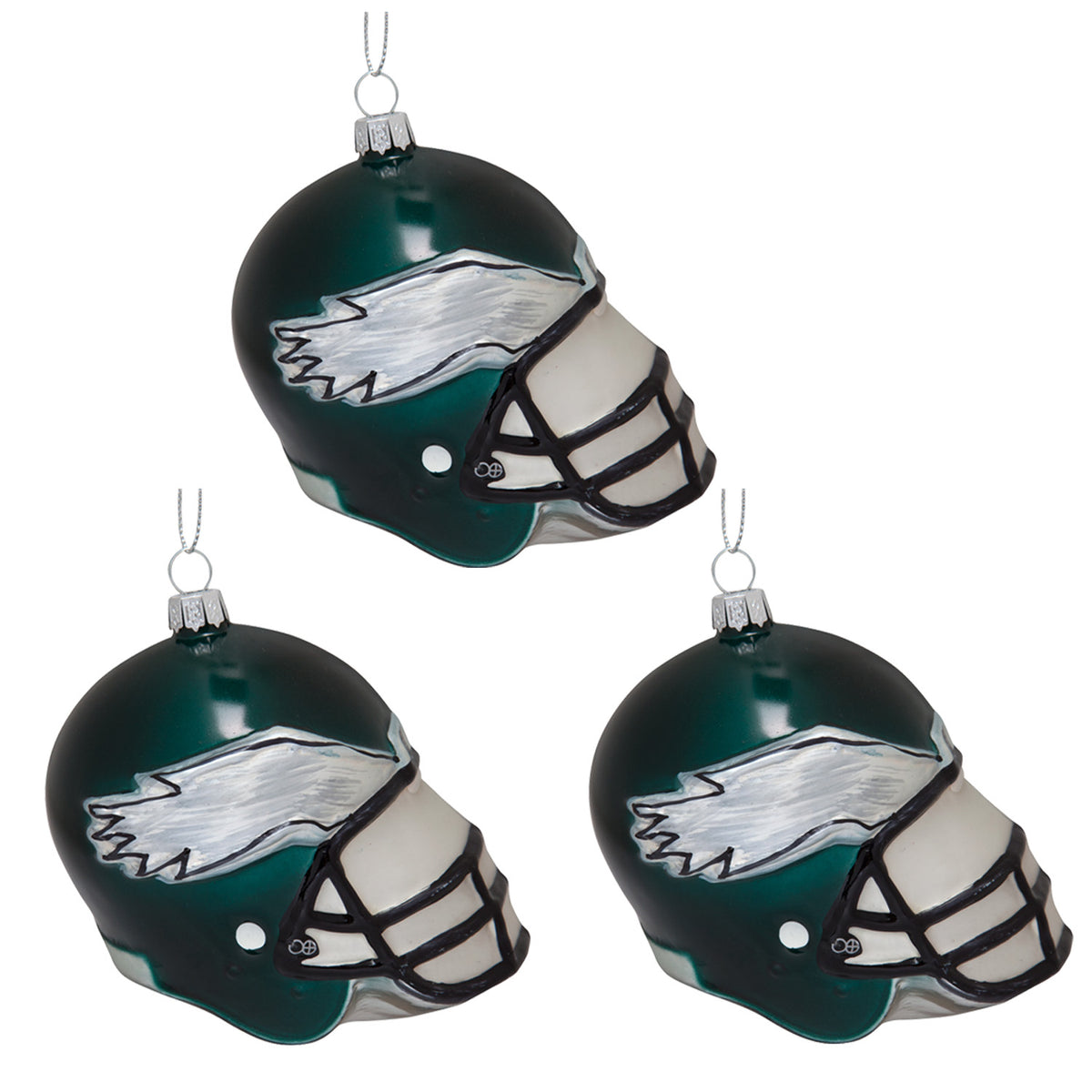 Philadelphia Eagles - Glass Helmet Ornament 3 Pack - OS / Multi Ornaments Old Glory   