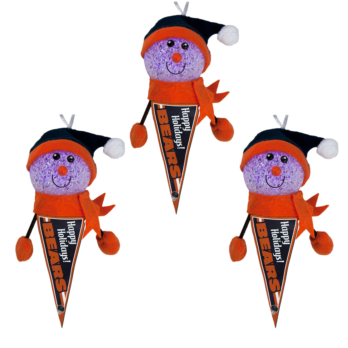 Chicago Bears - Light-Up Snowman Pennant Ornament 3 Pack - OS / Multicoloured Ornaments Old Glory   