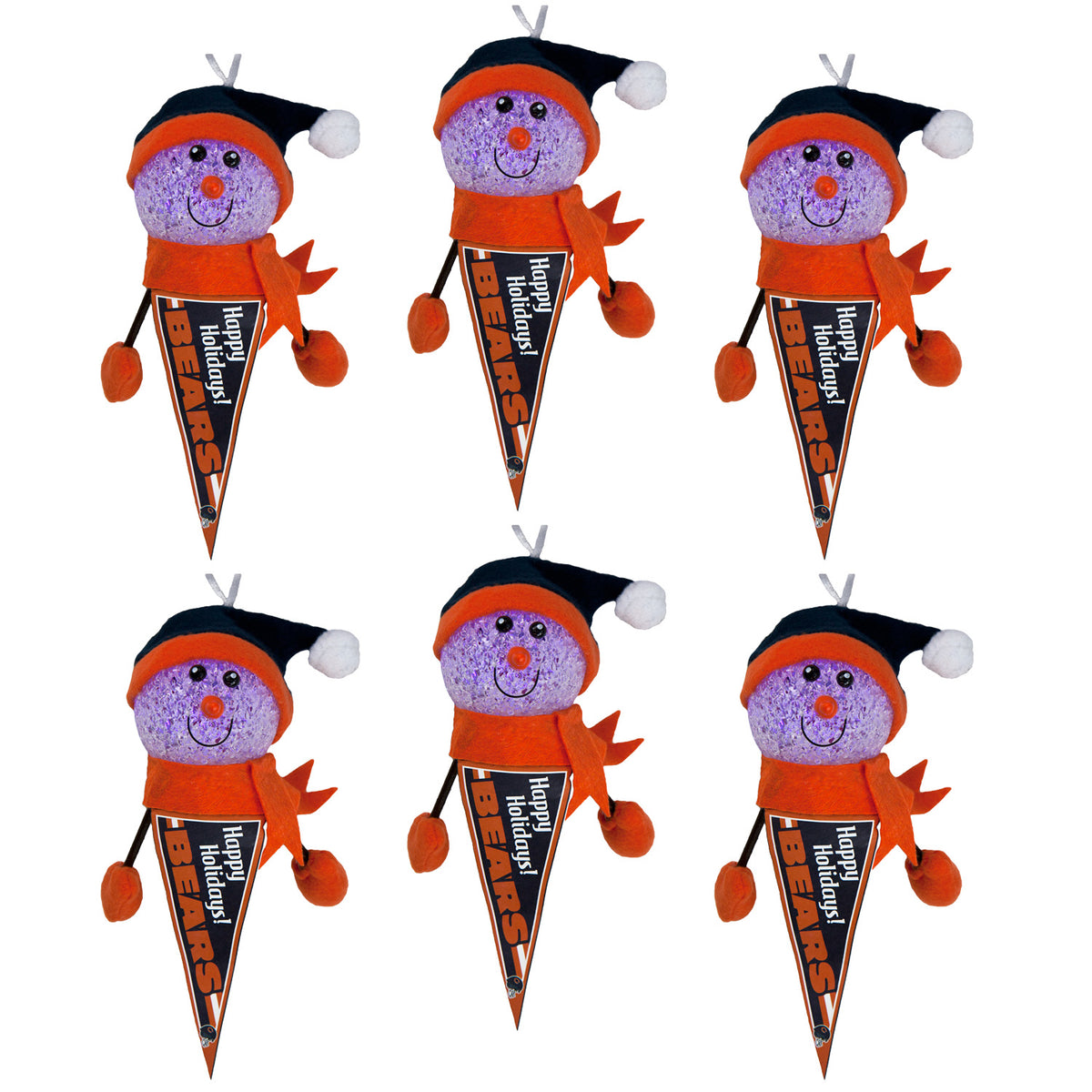 Chicago Bears - Light-Up Snowman Pennant Ornament 6 Pack - OS / Multicoloured Ornaments Old Glory   