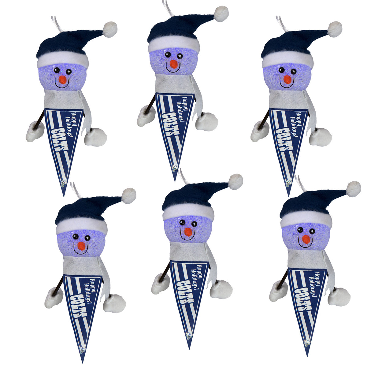 Indianapolis Colts - Light-Up Snowman Pennant Ornament 6 Pack - OS / Blue Ornaments Old Glory   