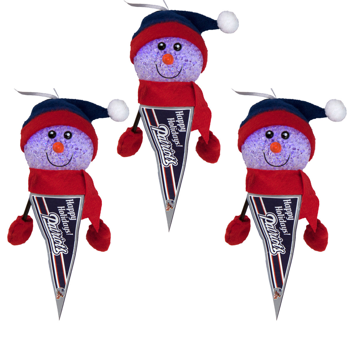 New England Patriots - Light-Up Snowman Pennant Ornament 3 Pack - OS / Multicoloured Ornaments Old Glory   