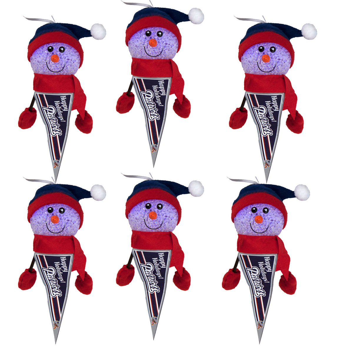 New England Patriots - Light-Up Snowman Pennant Ornament 6 Pack - OS / Multicoloured Ornaments Old Glory   