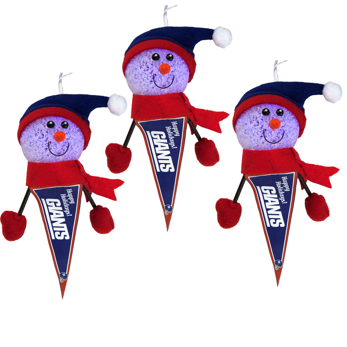 New York Giants - Light-Up Snowman Pennant Ornament 3 Pack - OS / Multicoloured Ornaments Old Glory   