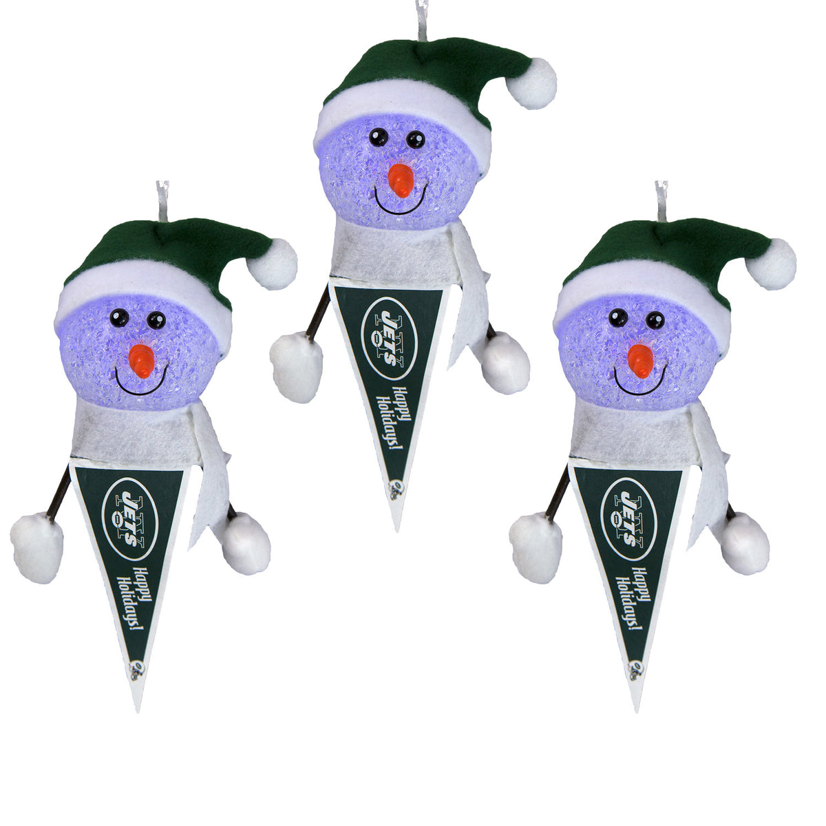 New York Jets - Light-Up Snowman Pennant Ornament 3 Pack - OS / Multicoloured Ornaments Old Glory   