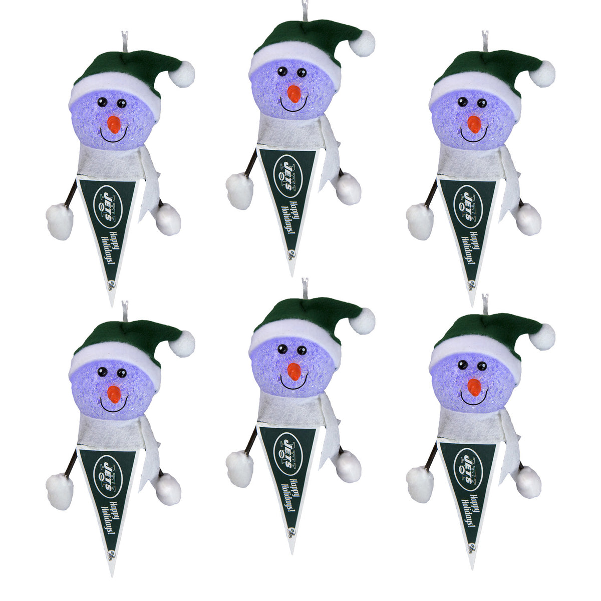 New York Jets - Light-Up Snowman Pennant Ornament 6 Pack - OS / Multicoloured Ornaments Old Glory   