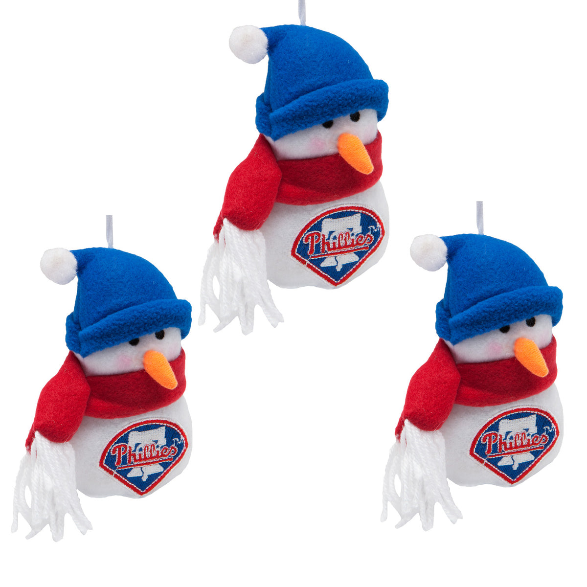 Philadelphia Phillies - Plush Snowman Ornament 3 Pack - OS / Multicoloured Ornaments Old Glory   