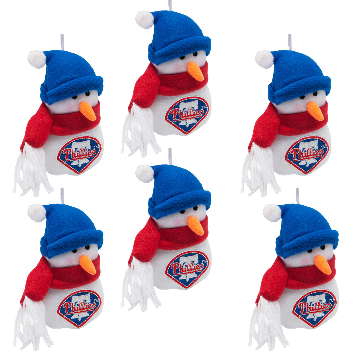 Philadelphia Phillies - Plush Snowman Ornament 6 Pack - OS / Multicoloured Ornaments Old Glory   