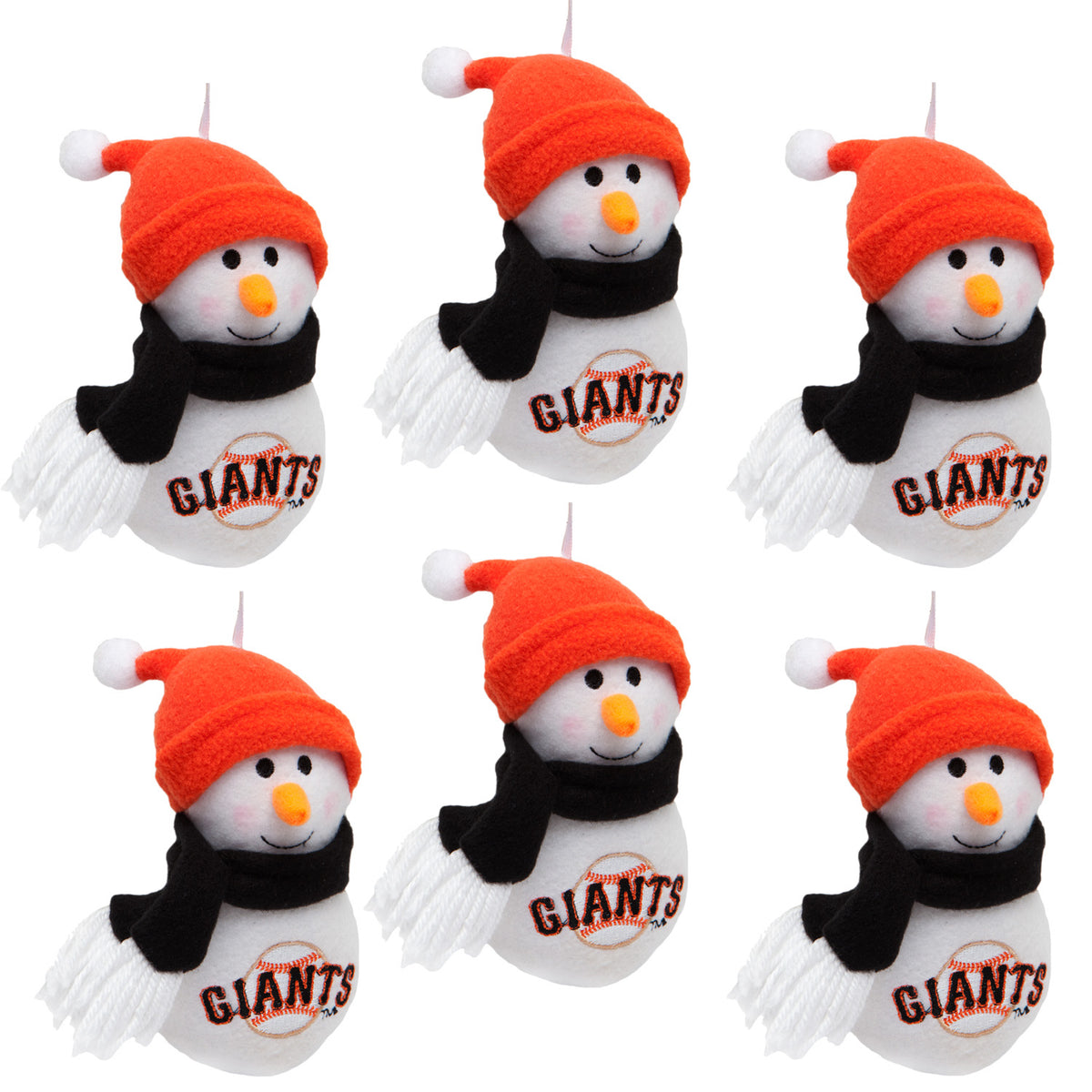 San Francisco Giants - Plush Snowman Ornament 6 Pack - OS / Multicoloured Ornaments Old Glory   