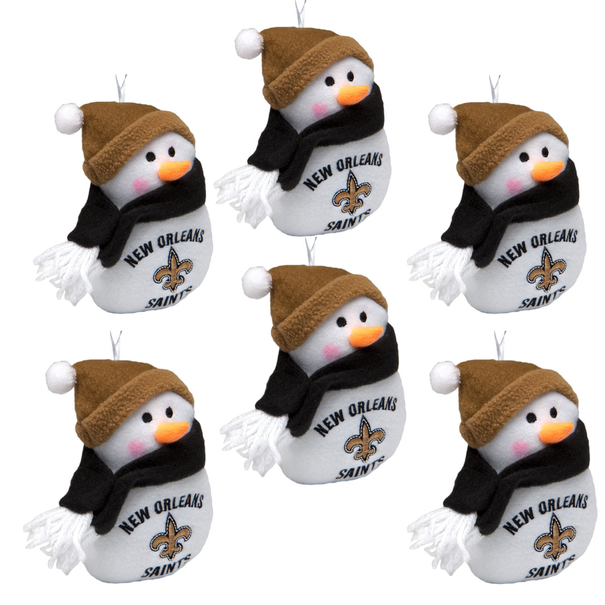 New Orleans Saints - Plush Snowman Ornament 6 Pack - OS / Multi Ornaments Old Glory   