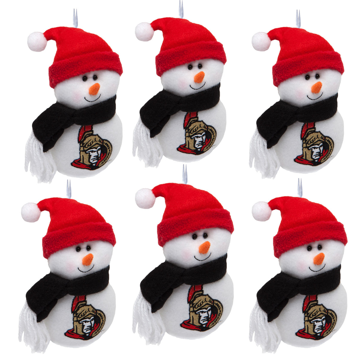 Ottawa Senators - Plush Snowman Ornament 6 Pack - OS / Multicoloured Ornaments Old Glory   