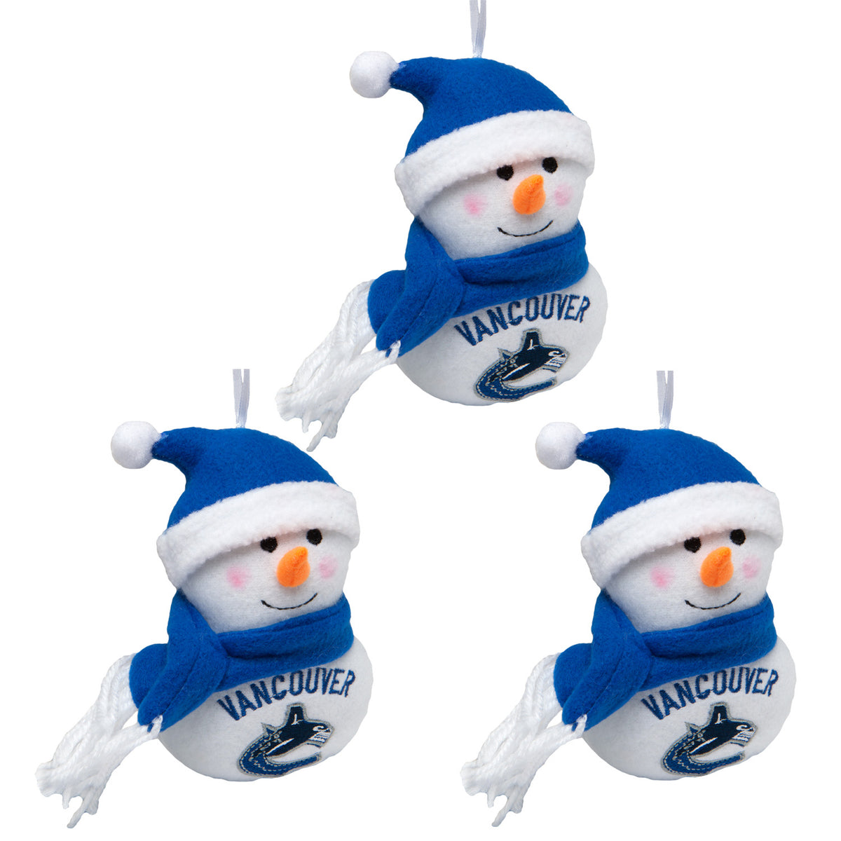 Vancouver Canucks - Plush Snowman Ornament 3 Pack - OS / Multicoloured Ornaments Old Glory   