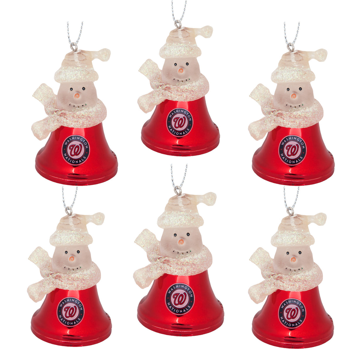 Washington Nationals - Snowman Bell Ornament 6 Pack - OS / Multicoloured Ornaments Old Glory   