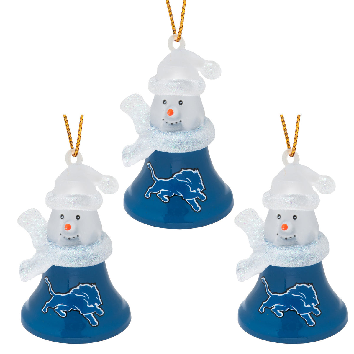 Detroit Lions - Snowman Bell Ornament 3 Pack - OS / Multi Ornaments Old Glory   