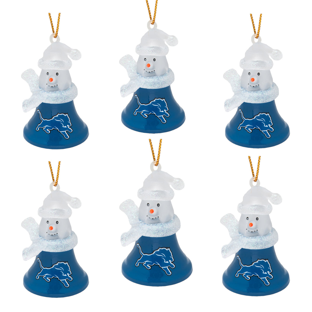 Detroit Lions - Snowman Bell Ornament 6 Pack - OS / Multi Ornaments Old Glory   