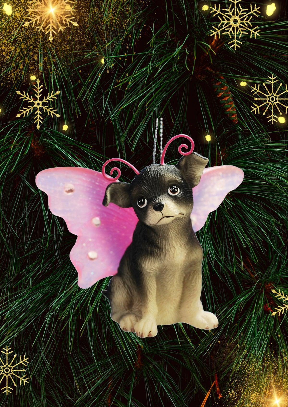 Chihuahua With Butterfly Wings Christmas Ornament 3 Pack - One Size / Multi Ornaments Old Glory   