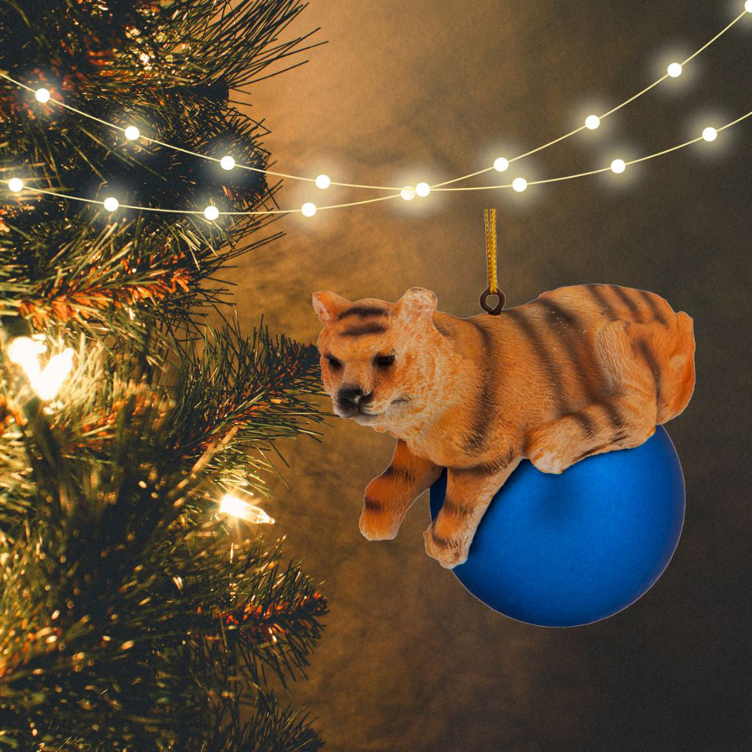 Tiger on Blue Ball Christmas Ornament 6 Pack - OS / Multi Ornaments Old Glory   