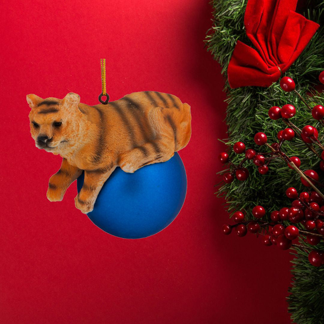 Tiger on Blue Ball Christmas Ornament 6 Pack - OS / Multi Ornaments Old Glory   