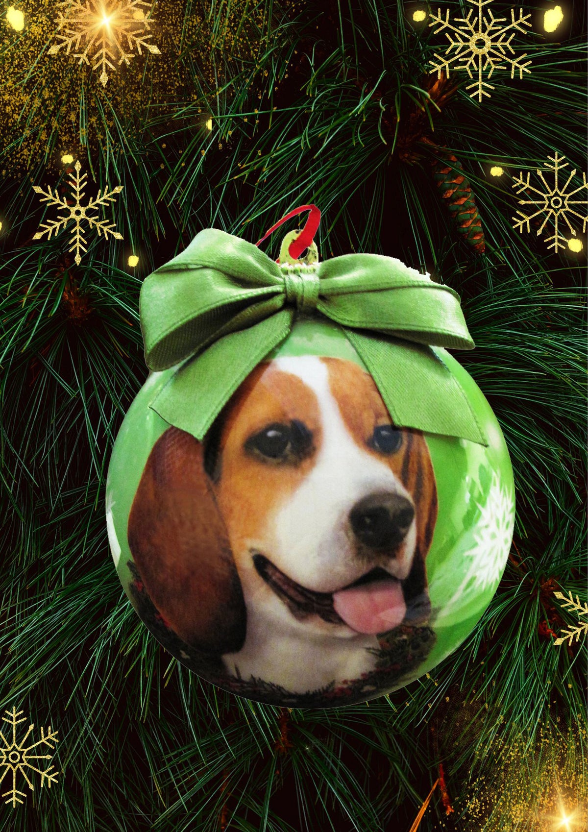 Beagle Christmas Ball Ornament 6 Pack - One Size / Light Green Ornaments Old Glory   