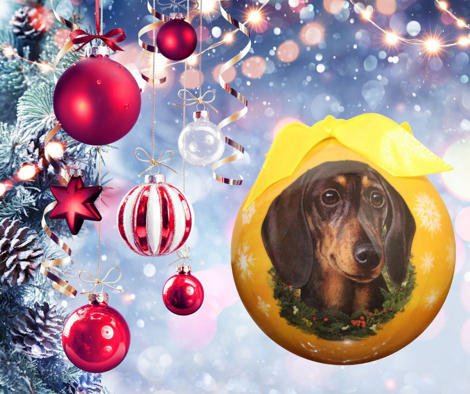 Black Dachshund Christmas Ball Ornament 3 Pack - One Size / Yellow Ornaments Old Glory   