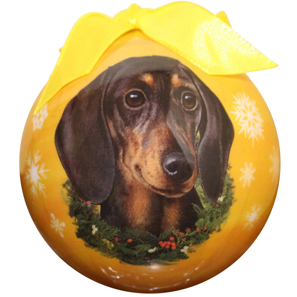 Black Dachshund Christmas Ball Ornament 6 Pack - One Size / Yellow Ornaments Old Glory   