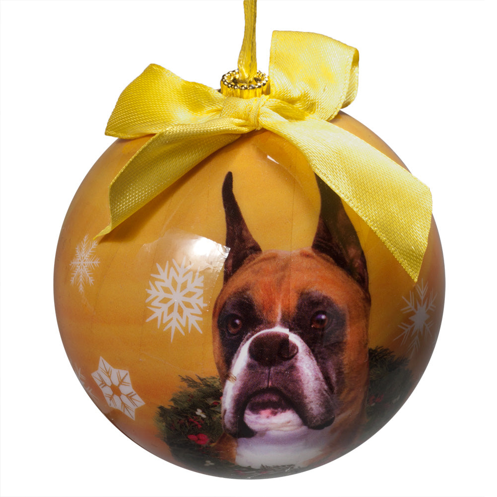 Boxer Cropped Christmas Ball Ornament 6 Pack - One Size / Yellow Ornaments Old Glory   